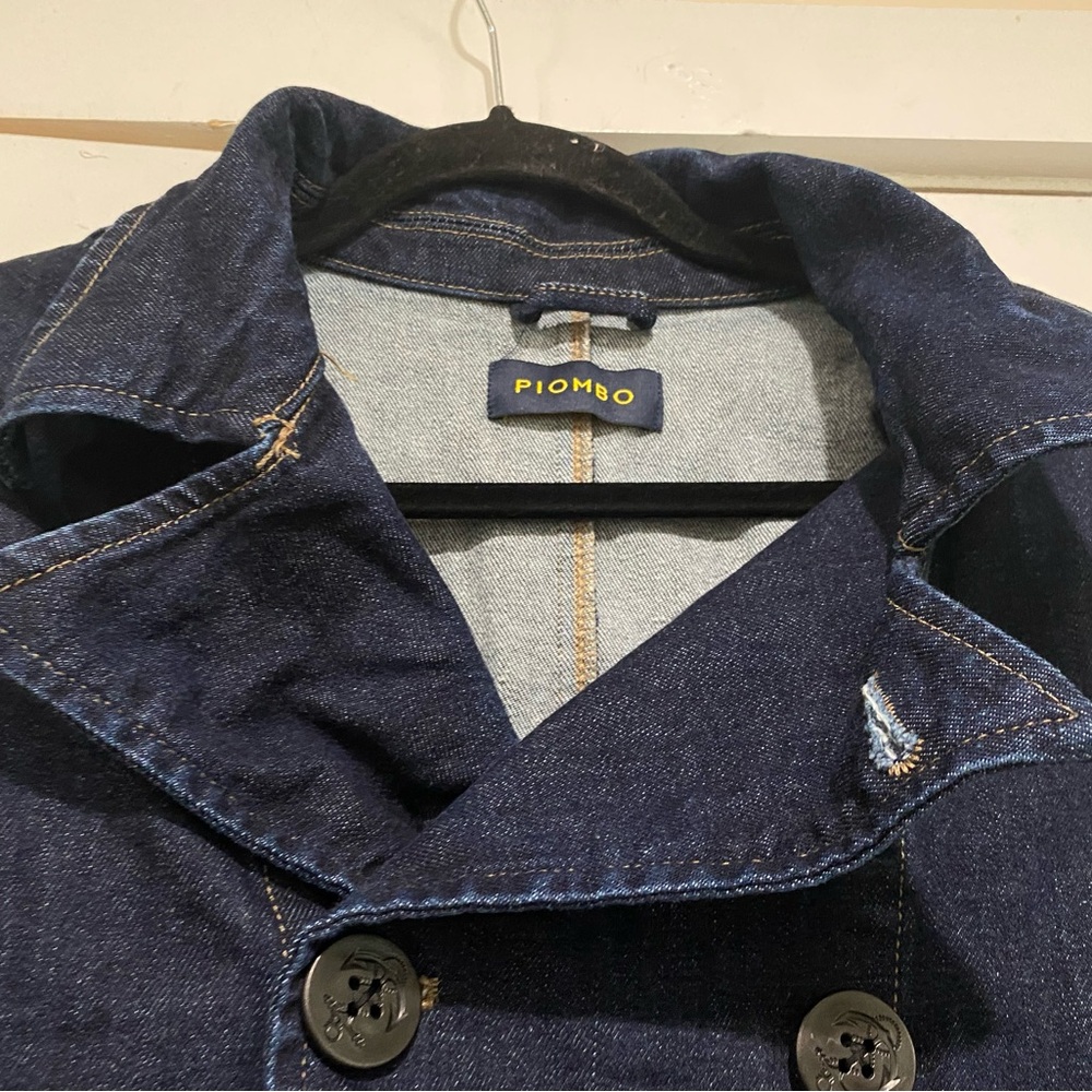 Piombo denim jacket navy blue double breasted women’s large cotton - Picture 7 of 10